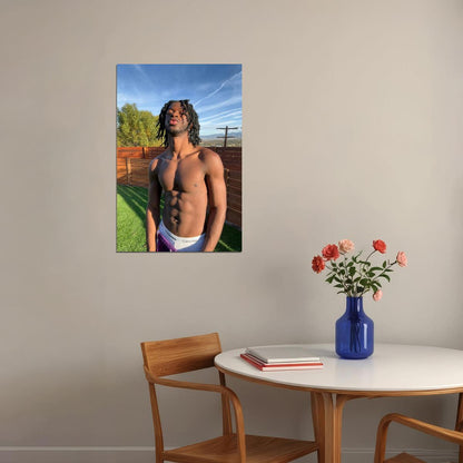 Lil Nas X Outdoor Photo Print Gay Icon Hollywood Celebrity Poster Shirtless Handsome Black Man Wall Art Hot Male Aesthetic Decor for Bedroom Living Room - xonomax