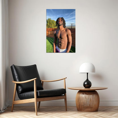 Lil Nas X Outdoor Photo Print Gay Icon Hollywood Celebrity Poster Shirtless Handsome Black Man Wall Art Hot Male Aesthetic Decor for Bedroom Living Room - xonomax