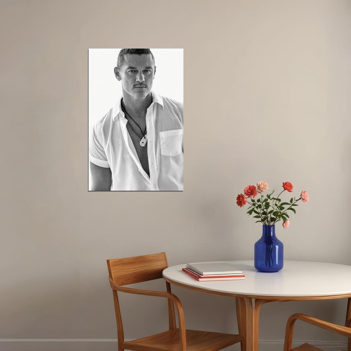 Luke Evans Black and White Photo Print Gay Icon Hollywood Celebrity Poster Handsome Man Wall Art Hot Male Model Aesthetic Decor for Bedroom Office - xonomax