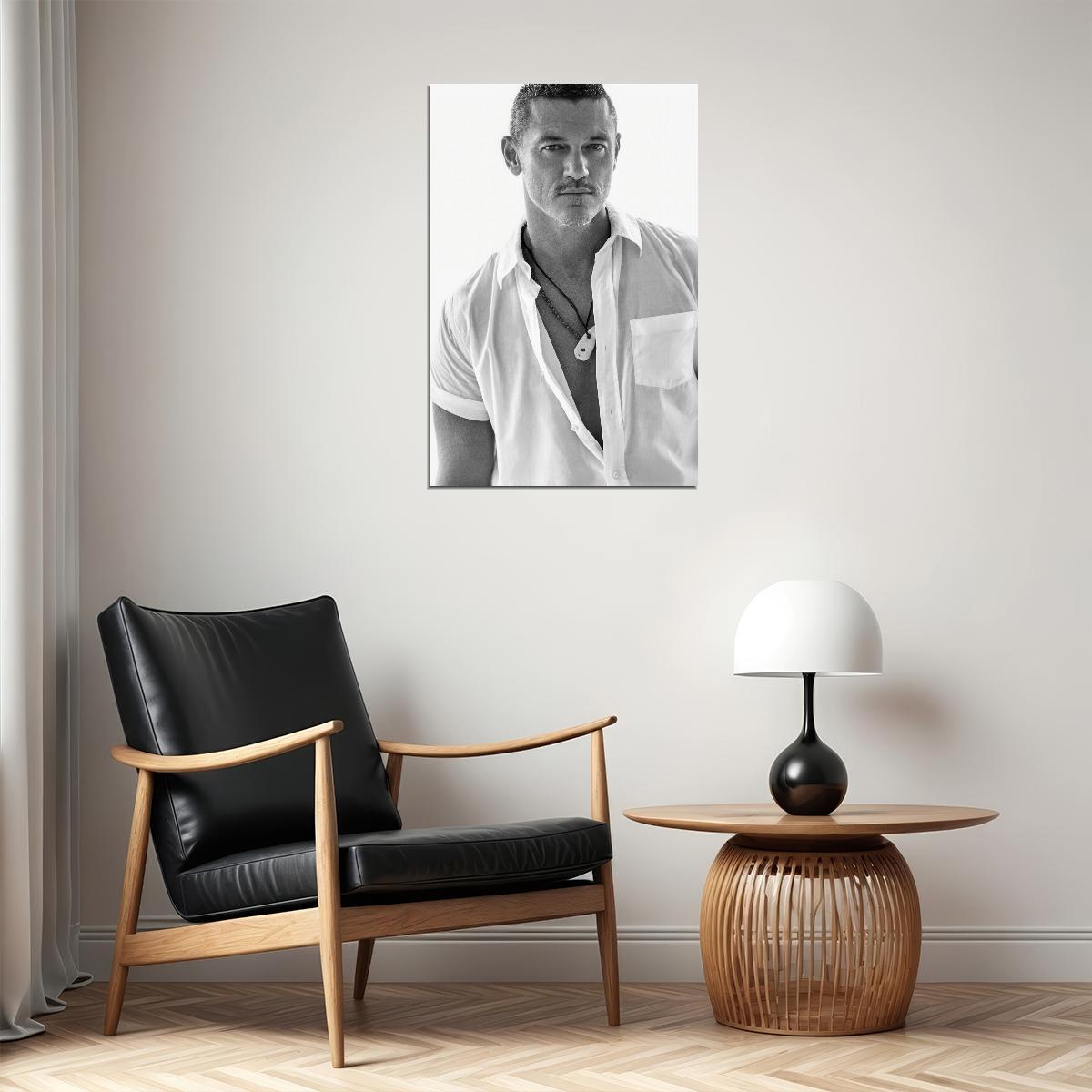 Luke Evans Black and White Photo Print Gay Icon Hollywood Celebrity Poster Handsome Man Wall Art Hot Male Model Aesthetic Decor for Bedroom Office - xonomax