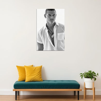 Luke Evans Black and White Photo Print Gay Icon Hollywood Celebrity Poster Handsome Man Wall Art Hot Male Model Aesthetic Decor for Bedroom Office - xonomax