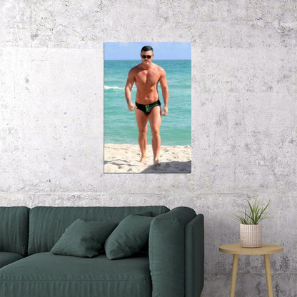 Luke Evans Beach Photo Print Gay Icon Hollywood Celebrity Poster Shirtless Handsome Man Wall Art Hot Male Aesthetic Decor for Bedroom Living Space - xonomax
