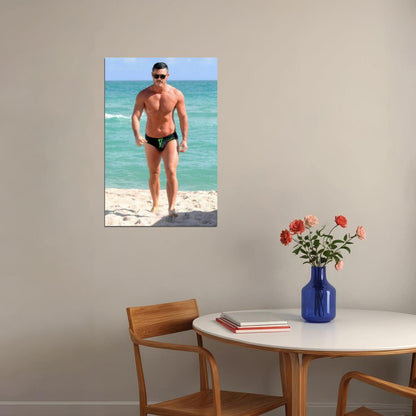 Luke Evans Beach Photo Print Gay Icon Hollywood Celebrity Poster Shirtless Handsome Man Wall Art Hot Male Aesthetic Decor for Bedroom Living Space - xonomax