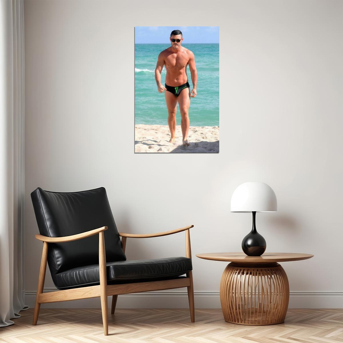 Luke Evans Beach Photo Print Gay Icon Hollywood Celebrity Poster Shirtless Handsome Man Wall Art Hot Male Aesthetic Decor for Bedroom Living Space - xonomax