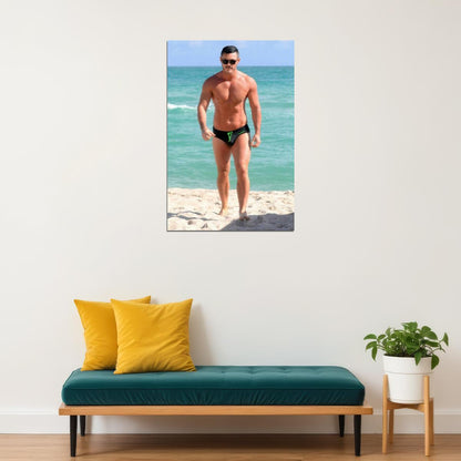 Luke Evans Beach Photo Print Gay Icon Hollywood Celebrity Poster Shirtless Handsome Man Wall Art Hot Male Aesthetic Decor for Bedroom Living Space - xonomax