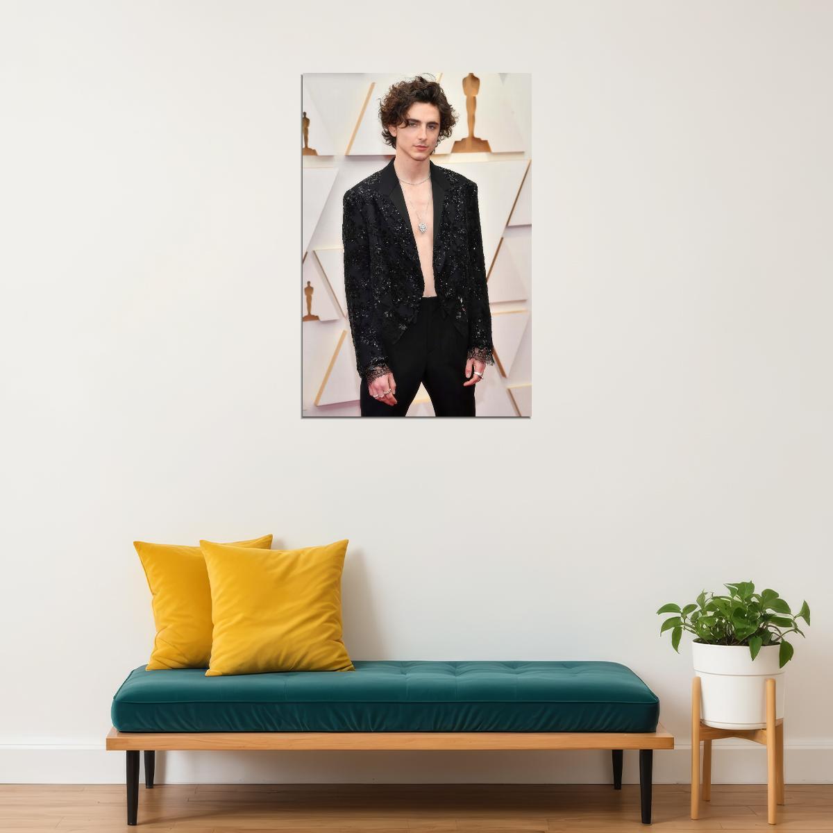 Timothee Chalamet Red Carpet Photo Print Hollywood Celebrity Poster Handsome Man Wall Art Hot Male Model Aesthetic Decor for Bedroom Living Room - xonomax