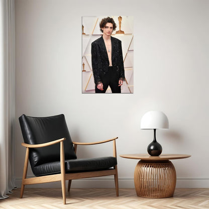 Timothee Chalamet Red Carpet Photo Print Hollywood Celebrity Poster Handsome Man Wall Art Hot Male Model Aesthetic Decor for Bedroom Living Room - xonomax