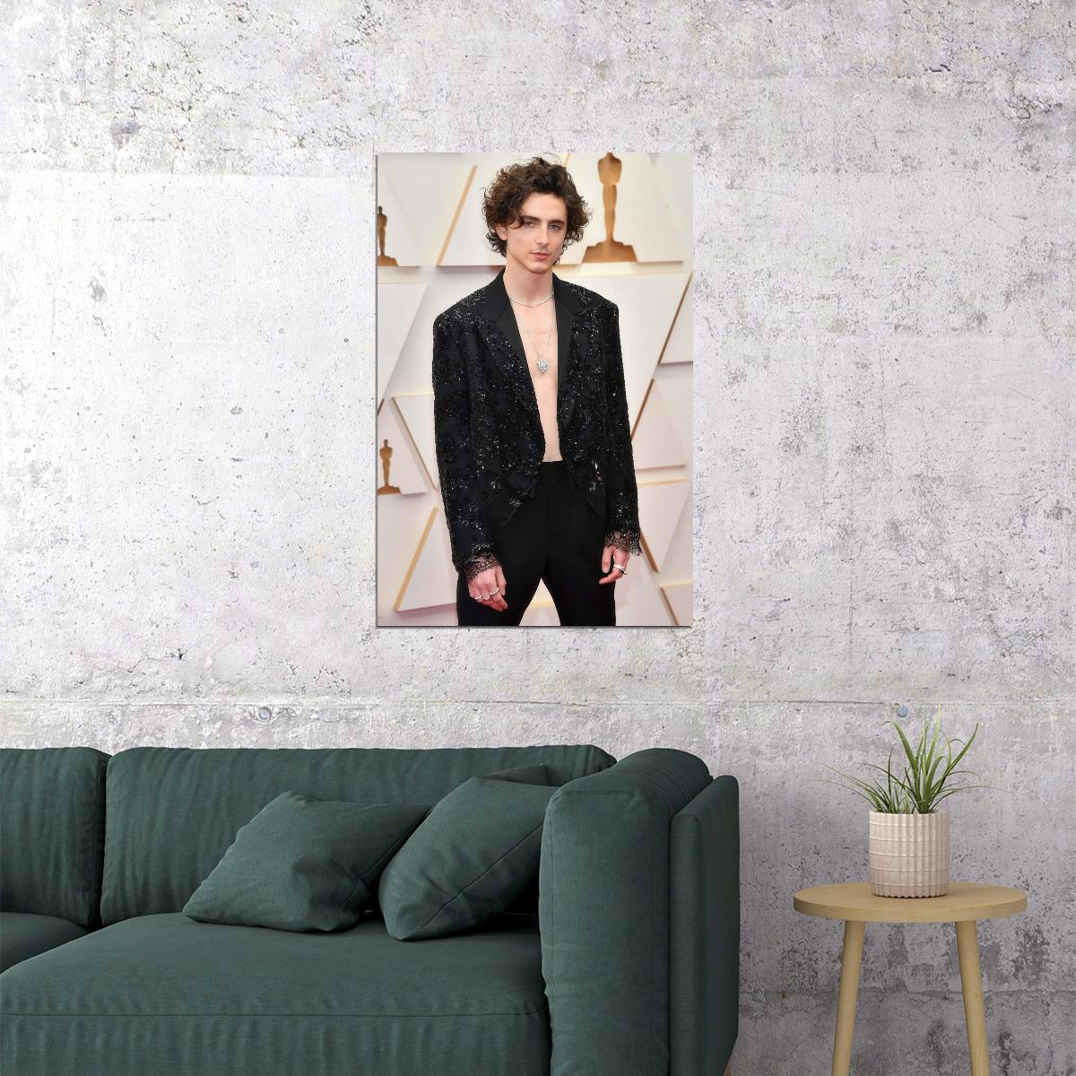 Timothee Chalamet Red Carpet Photo Print Hollywood Celebrity Poster Handsome Man Wall Art Hot Male Model Aesthetic Decor for Bedroom Living Room - xonomax