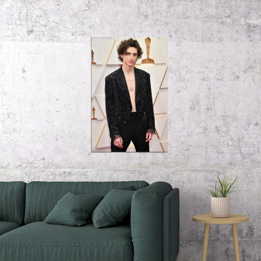Timothee Chalamet Red Carpet Photo Print Hollywood Celebrity Poster Handsome Man Wall Art Hot Male Model Aesthetic Decor for Bedroom Living Room - xonomax