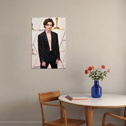 Timothee Chalamet Red Carpet Photo Print Hollywood Celebrity Poster Handsome Man Wall Art Hot Male Model Aesthetic Decor for Bedroom Living Room - xonomax