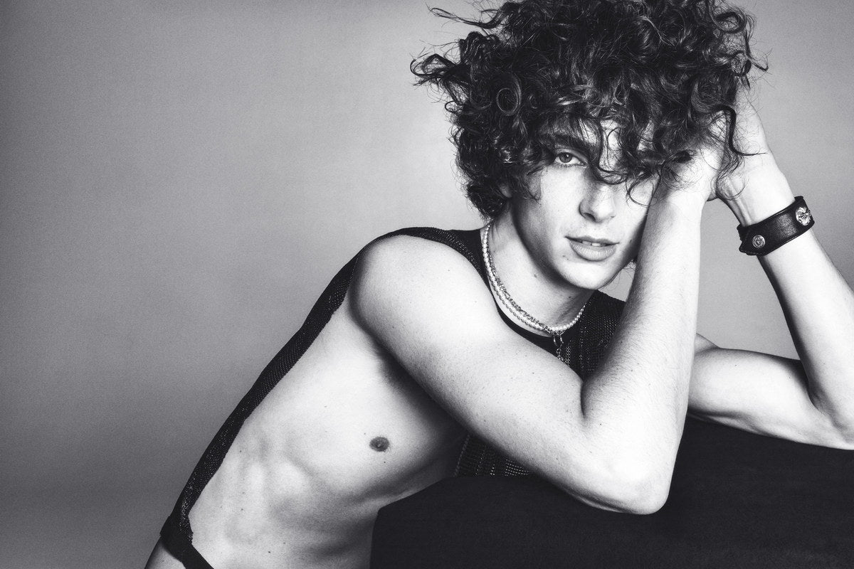 Timothee Chalamet Black and White Artistic Photo Print Hollywood Celebrity Poster Shirtless Handsome Man Wall Art Hot Male Aesthetic Decor for Bedroom Living Space