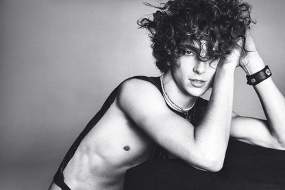 Timothee Chalamet Black and White Artistic Photo Print Hollywood Celebrity Poster Shirtless Handsome Man Wall Art Hot Male Aesthetic Decor for Bedroom Living Space