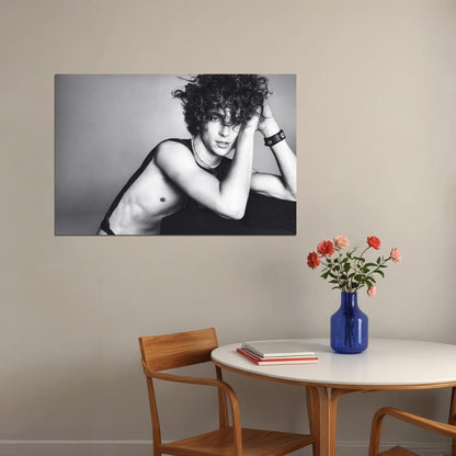 Timothee Chalamet Black and White Artistic Photo Print Hollywood Celebrity Poster Shirtless Handsome Man Wall Art Hot Male Aesthetic Decor for Bedroom Living Space