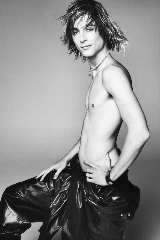 Timothee Chalamet Black and White Fashion Photo Print Hollywood Celebrity Poster Shirtless Handsome Man Wall Art Hot Male Model Aesthetic Decor for Bedroom Living Room - xonomax