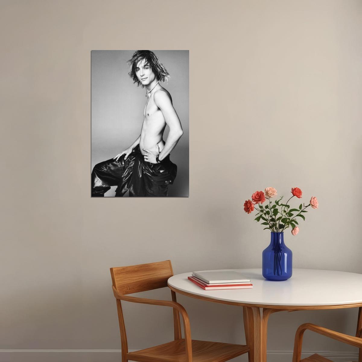 Timothee Chalamet Black and White Fashion Photo Print Hollywood Celebrity Poster Shirtless Handsome Man Wall Art Hot Male Model Aesthetic Decor for Bedroom Living Room - xonomax