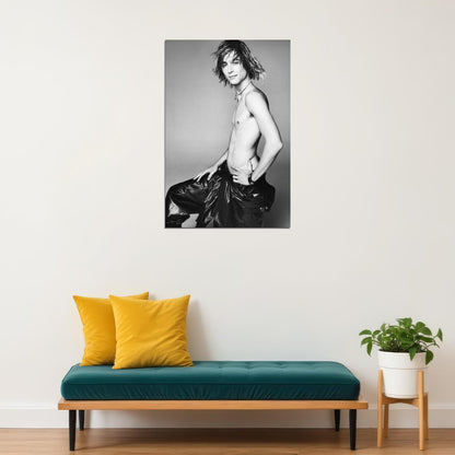 Timothee Chalamet Black and White Fashion Photo Print Hollywood Celebrity Poster Shirtless Handsome Man Wall Art Hot Male Model Aesthetic Decor for Bedroom Living Room - xonomax