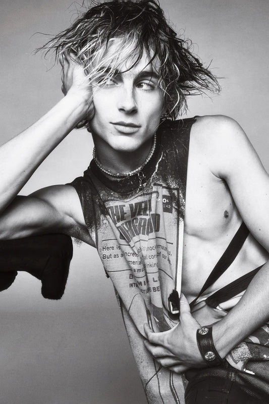 Timothee Chalamet Vintage Black and White Photo Print Hollywood Celebrity Poster Handsome Man Wall Art Hot Male Aesthetic Decor for Bedroom Office - xonomax