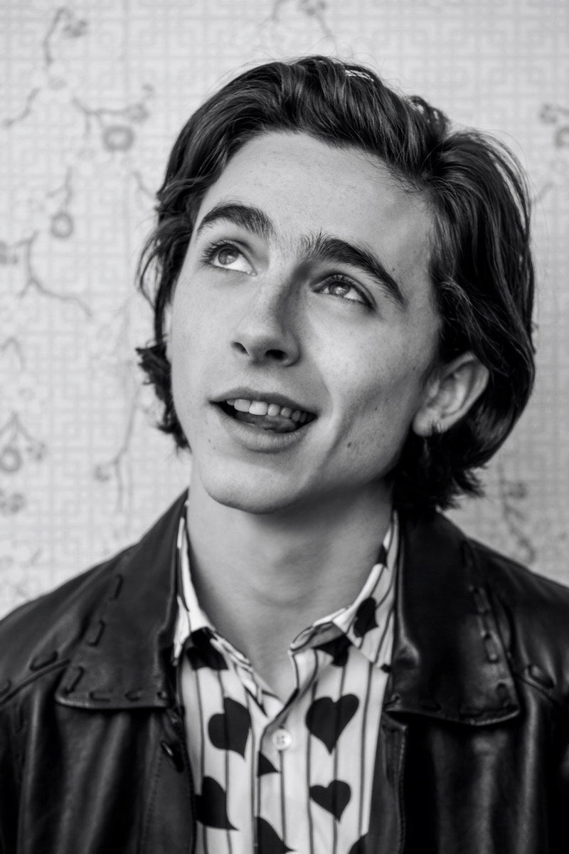 Timothee Chalamet Classic Black and White Photo Print Hollywood Celebrity Poster Handsome Man Wall Art Hot Male Model Aesthetic Decor for Bedroom Living Space - xonomax