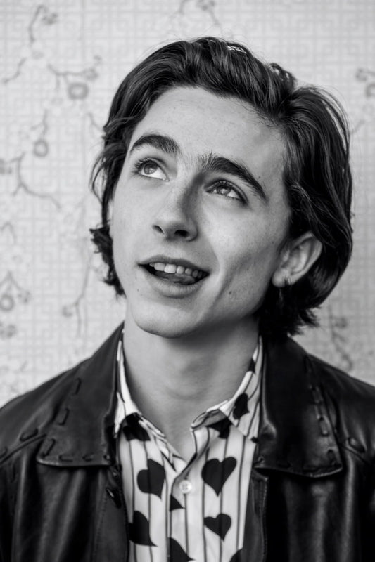 Timothee Chalamet Classic Black and White Photo Print Hollywood Celebrity Poster Handsome Man Wall Art Hot Male Model Aesthetic Decor for Bedroom Living Space - xonomax