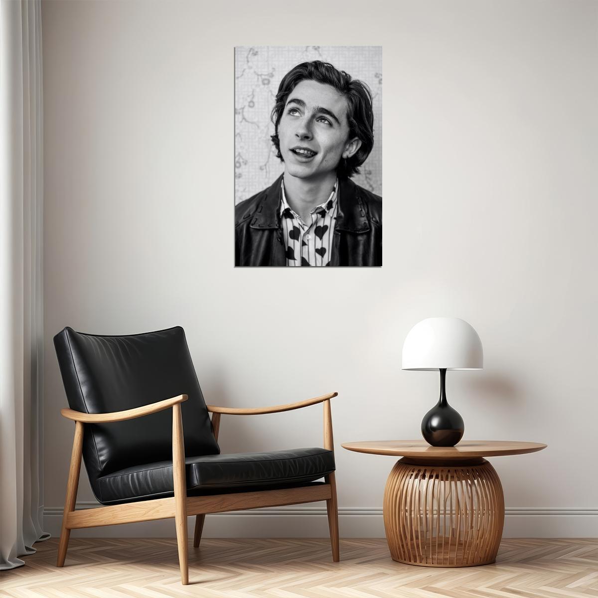 Timothee Chalamet Classic Black and White Photo Print Hollywood Celebrity Poster Handsome Man Wall Art Hot Male Model Aesthetic Decor for Bedroom Living Space - xonomax