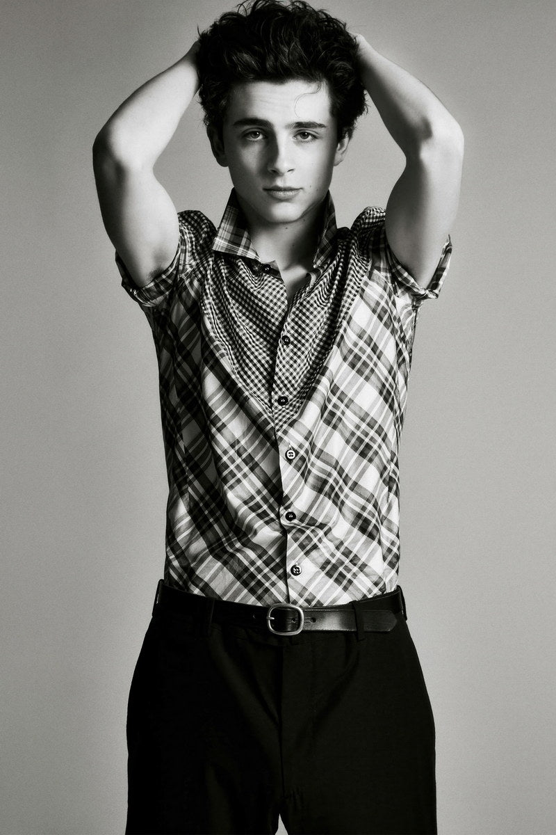 Timothee Chalamet Artistic Black and White Photo Print Hollywood Celebrity Poster Handsome Man Wall Art Hot Male Aesthetic Decor for Bedroom Office - xonomax