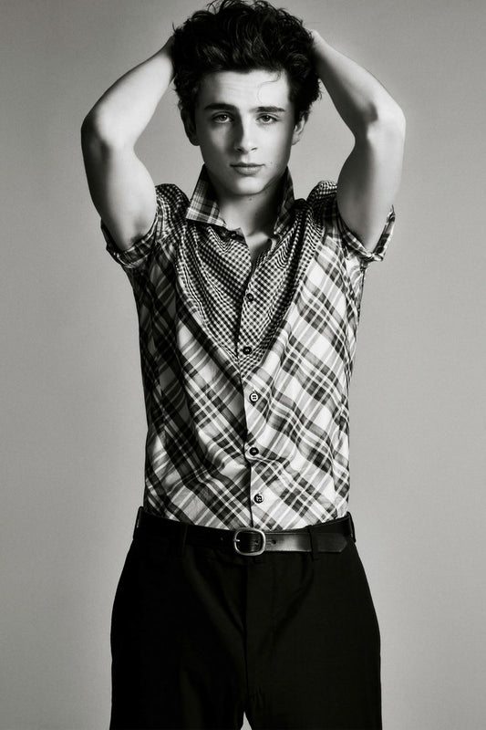 Timothee Chalamet Artistic Black and White Photo Print Hollywood Celebrity Poster Handsome Man Wall Art Hot Male Aesthetic Decor for Bedroom Office - xonomax