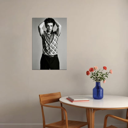 Timothee Chalamet Artistic Black and White Photo Print Hollywood Celebrity Poster Handsome Man Wall Art Hot Male Aesthetic Decor for Bedroom Office - xonomax
