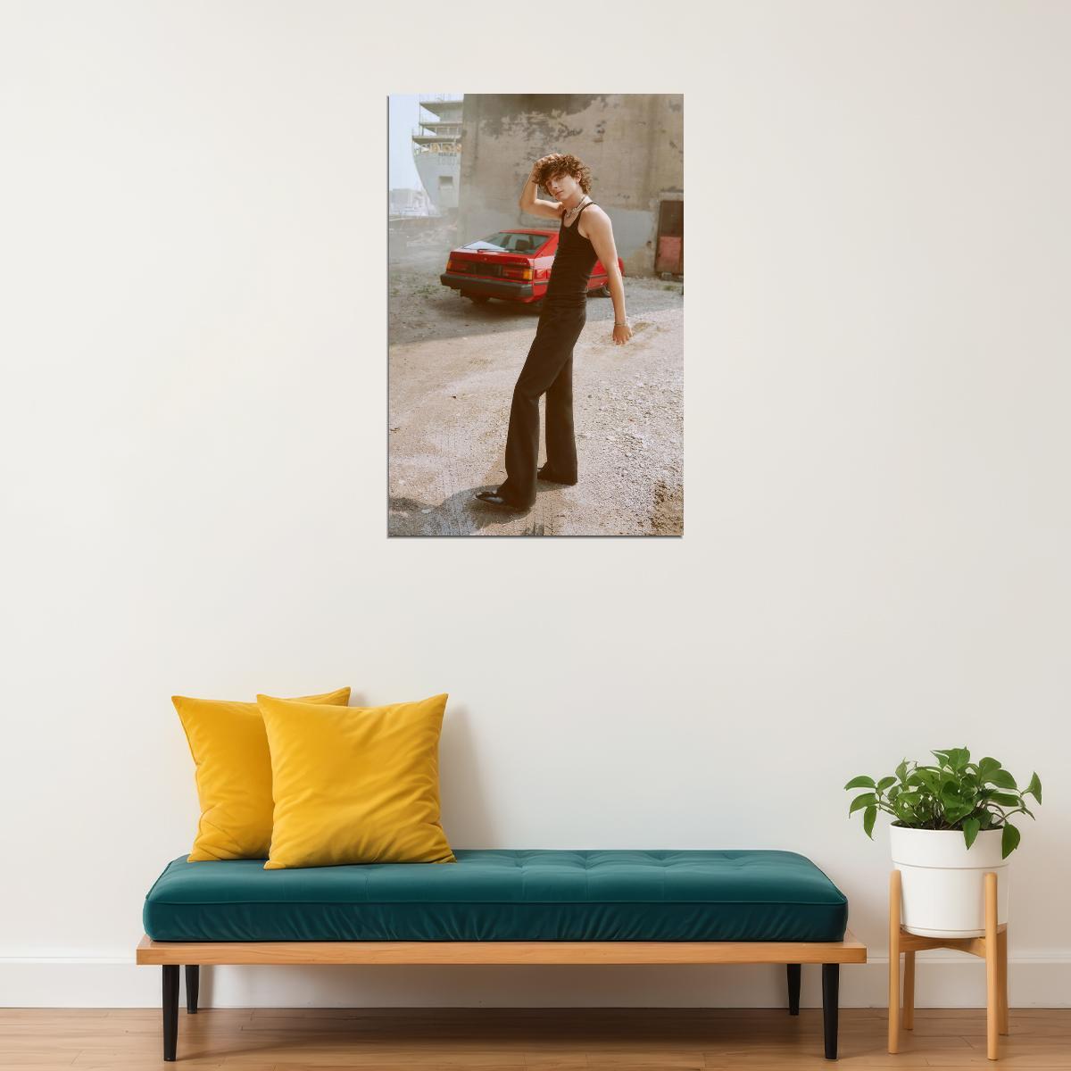 Timothee Chalamet Retro Fashion Photo Print Hollywood Celebrity Poster Handsome Man Wall Art Hot Male Model Aesthetic Decor for Bedroom Living Space - xonomax