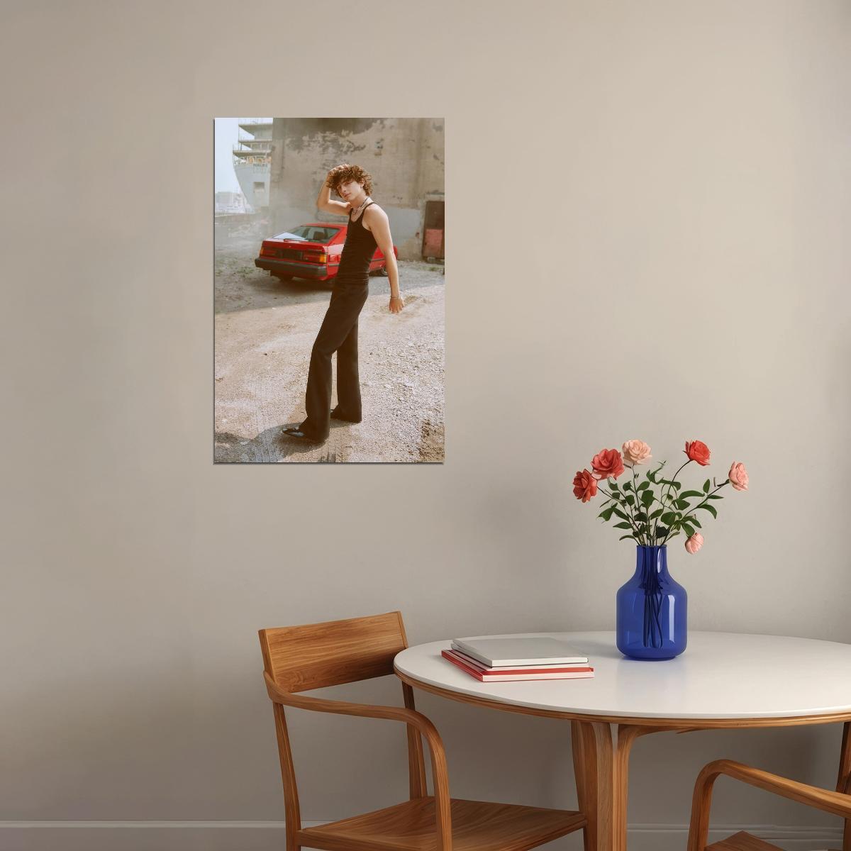 Timothee Chalamet Retro Fashion Photo Print Hollywood Celebrity Poster Handsome Man Wall Art Hot Male Model Aesthetic Decor for Bedroom Living Space - xonomax