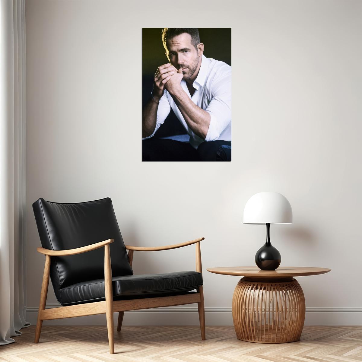 Ryan Reynolds Handsome Portrait Photo Print Hollywood Celebrity Poster Stylish Man Wall Art Hot Male Model Aesthetic Decor for Bedroom Living Room