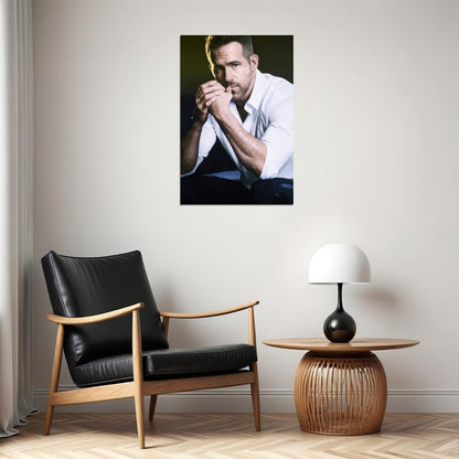 Ryan Reynolds Handsome Portrait Photo Print Hollywood Celebrity Poster Stylish Man Wall Art Hot Male Model Aesthetic Decor for Bedroom Living Room
