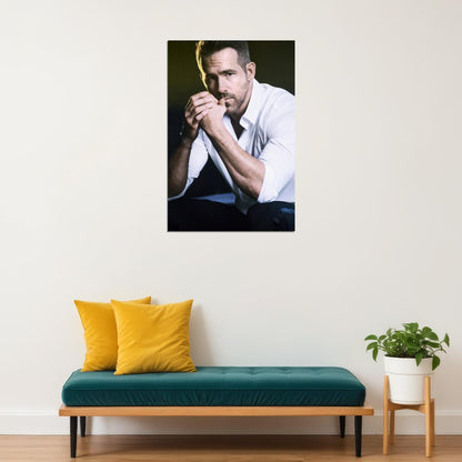 Ryan Reynolds Handsome Portrait Photo Print Hollywood Celebrity Poster Stylish Man Wall Art Hot Male Model Aesthetic Decor for Bedroom Living Room
