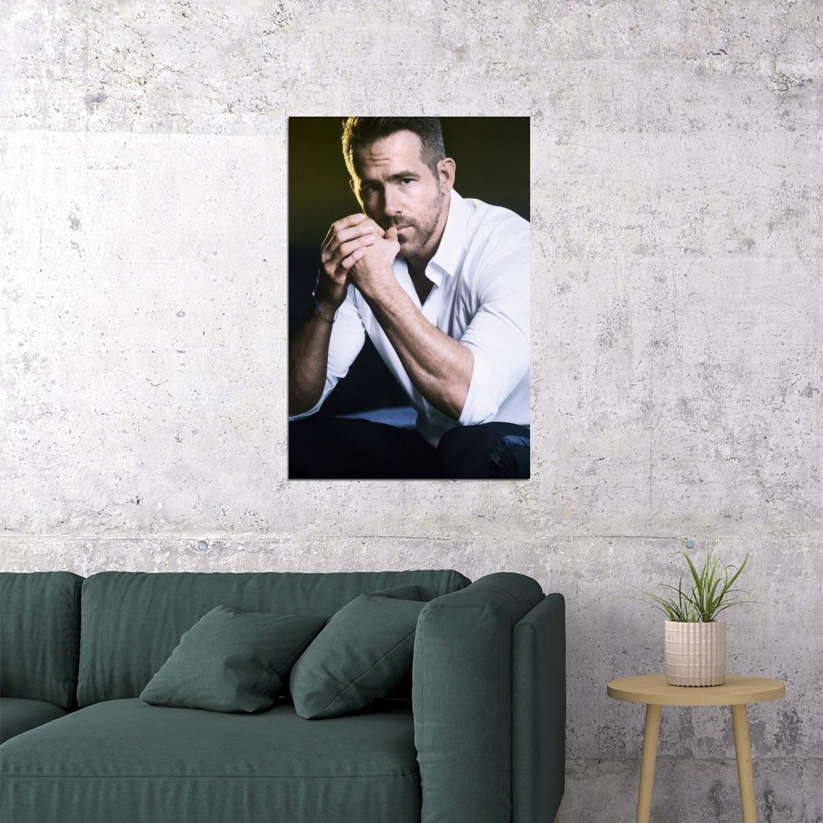 Ryan Reynolds Handsome Portrait Photo Print Hollywood Celebrity Poster Stylish Man Wall Art Hot Male Model Aesthetic Decor for Bedroom Living Room