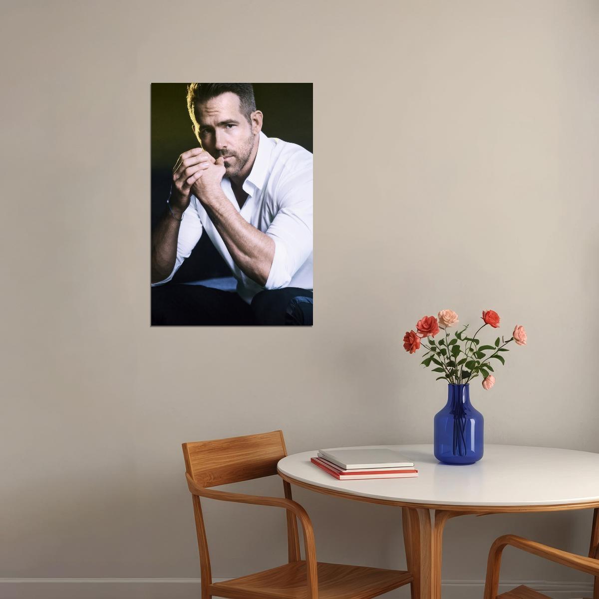 Ryan Reynolds Handsome Portrait Photo Print Hollywood Celebrity Poster Stylish Man Wall Art Hot Male Model Aesthetic Decor for Bedroom Living Room