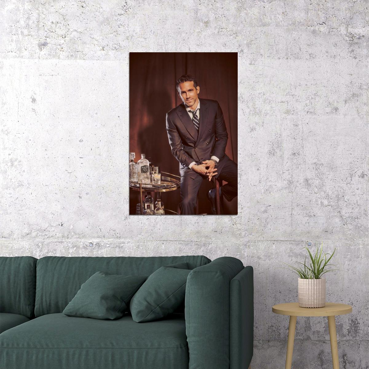 Ryan Reynolds Stylish Suit Photo Print Hollywood Celebrity Poster Handsome Man Wall Art Hot Male Model Aesthetic Decor for Bedroom Office
