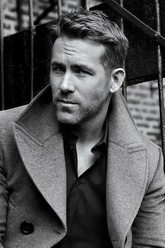 Ryan Reynolds Black and White Photo Print Hollywood Celebrity Poster Handsome Man Wall Art Hot Male Model Aesthetic Decor for Bedroom Living Space