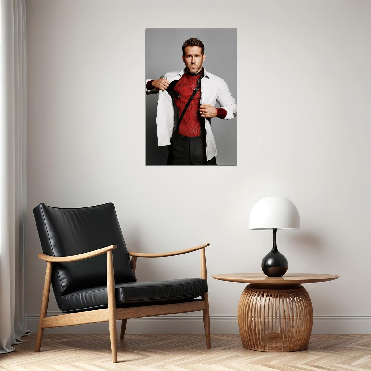 Ryan Reynolds Playful Suit Photo Print Hollywood Celebrity Poster Handsome Man Wall Art Hot Male Aesthetic Decor for Bedroom Living Space