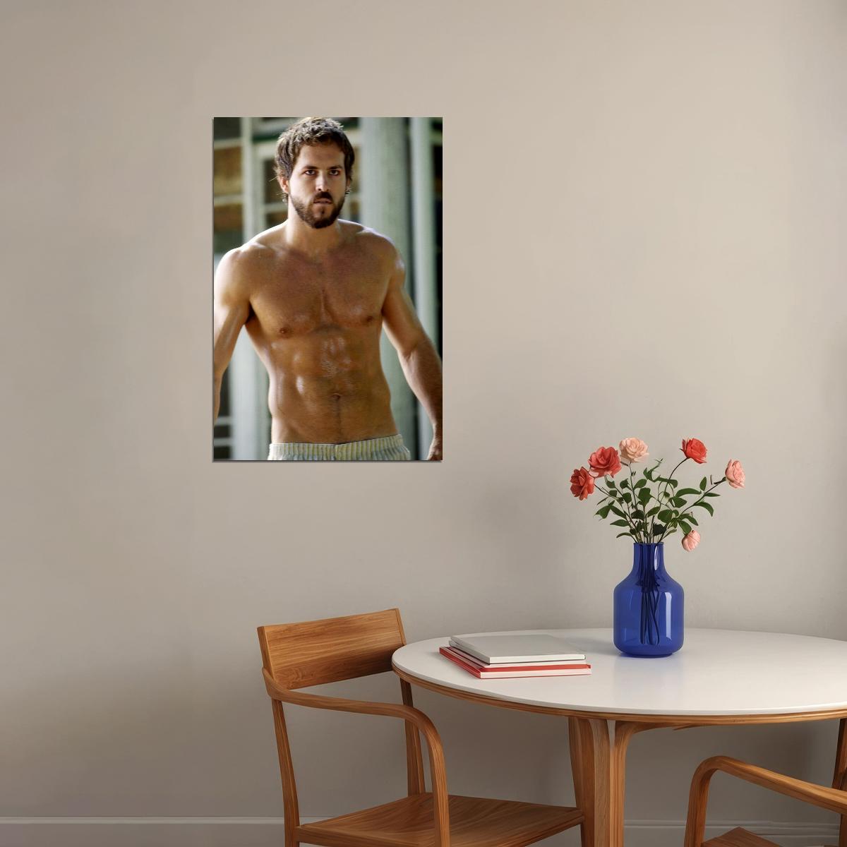 Ryan Reynolds Muscular Shirtless Photo Print Hollywood Celebrity Poster Handsome Man Wall Art Hot Male Model Aesthetic Decor for Bedroom Living Room
