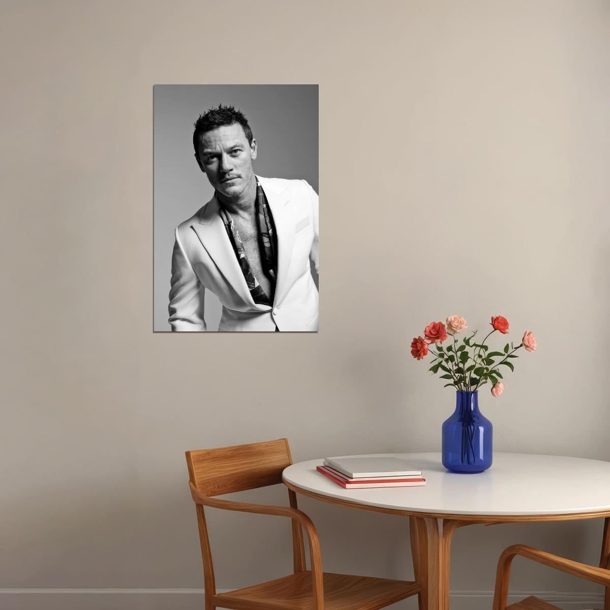 Luke Evans Black and White Suit Photo Print Gay Icon Hollywood Celebrity Poster Handsome Man Wall Art Hot Male Aesthetic Decor for Bedroom Office - xonomax