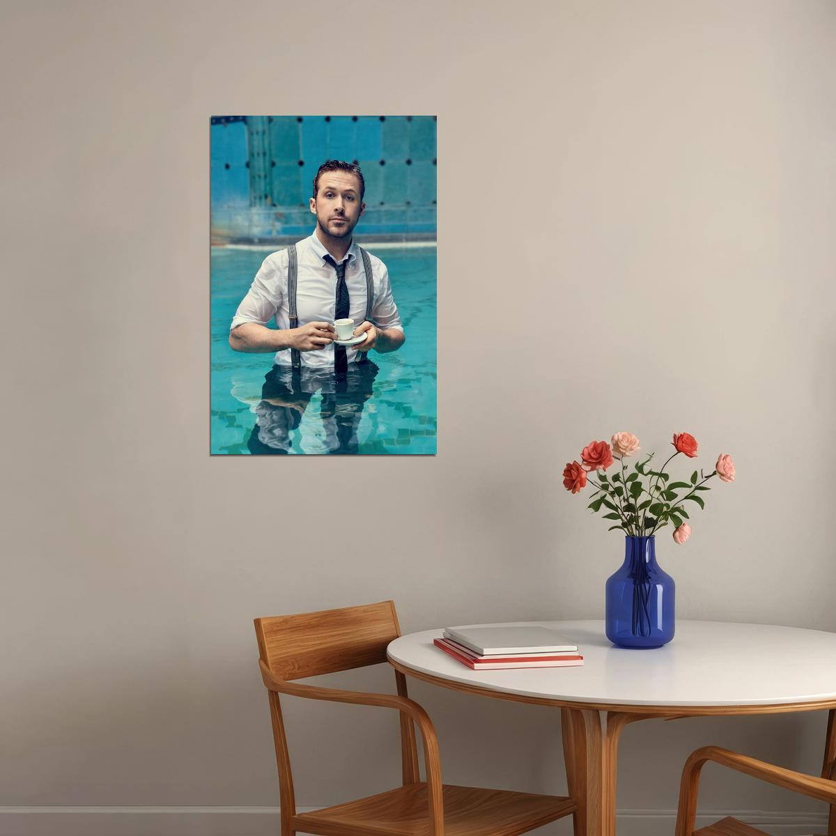 Ryan Gosling Wet Shirt Photo Print Hollywood Celebrity Poster Handsome Man Wall Art Hot Male Model Aesthetic Decor for Bedroom Living Room