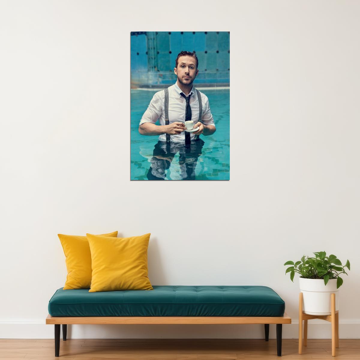 Ryan Gosling Wet Shirt Photo Print Hollywood Celebrity Poster Handsome Man Wall Art Hot Male Model Aesthetic Decor for Bedroom Living Room