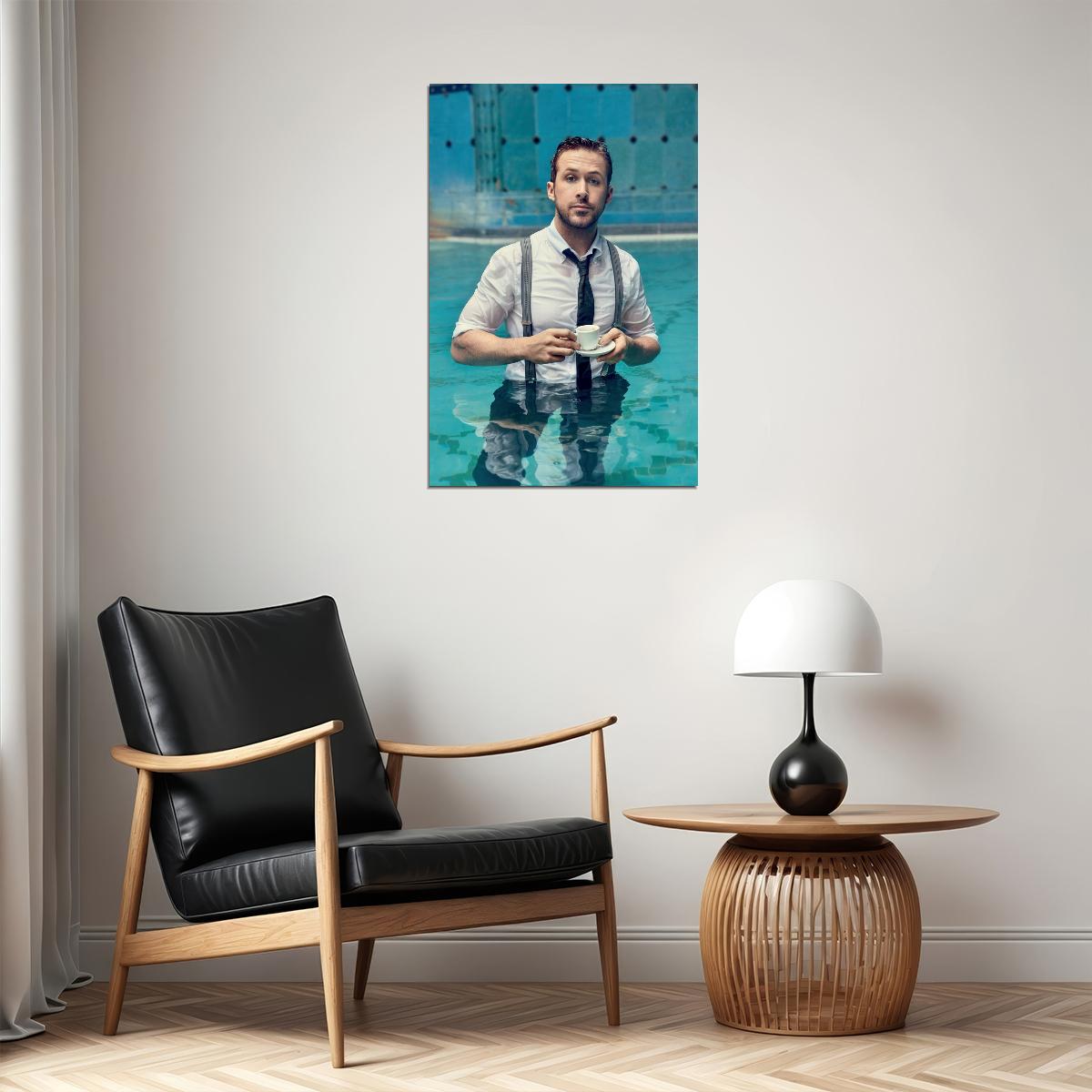 Ryan Gosling Wet Shirt Photo Print Hollywood Celebrity Poster Handsome Man Wall Art Hot Male Model Aesthetic Decor for Bedroom Living Room