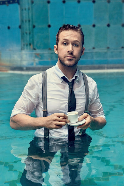 Ryan Gosling Wet Shirt Photo Print Hollywood Celebrity Poster Handsome Man Wall Art Hot Male Model Aesthetic Decor for Bedroom Living Room