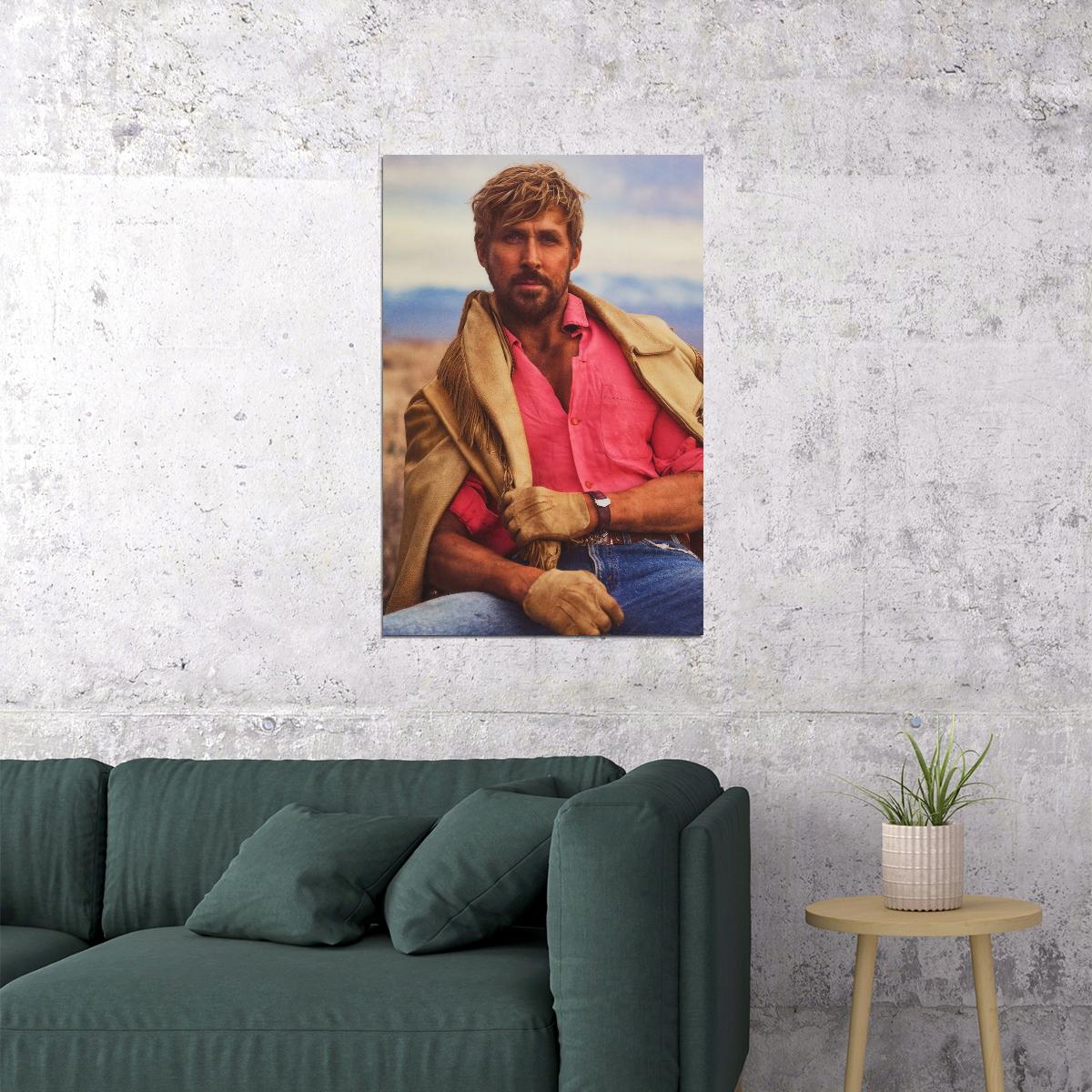 Ryan Gosling Western Cowboy Photo Print Hollywood Celebrity Poster Handsome Man Wall Art Hot Male Aesthetic Decor for Bedroom Office