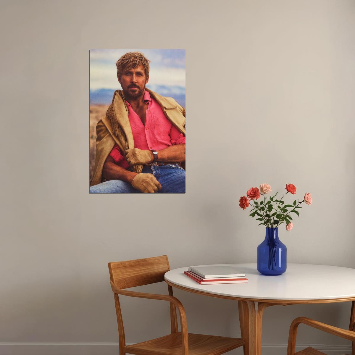 Ryan Gosling Western Cowboy Photo Print Hollywood Celebrity Poster Handsome Man Wall Art Hot Male Aesthetic Decor for Bedroom Office