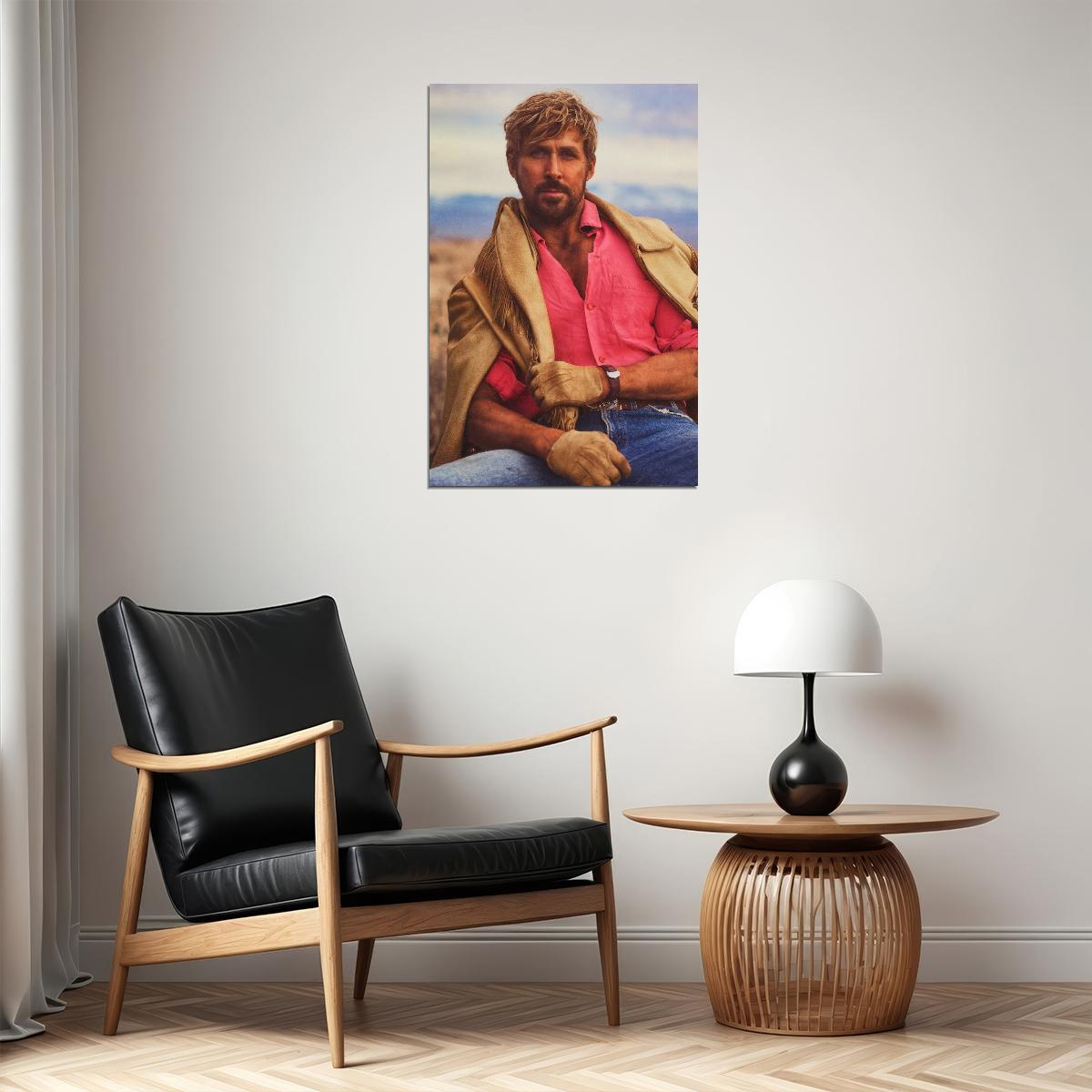 Ryan Gosling Western Cowboy Photo Print Hollywood Celebrity Poster Handsome Man Wall Art Hot Male Aesthetic Decor for Bedroom Office