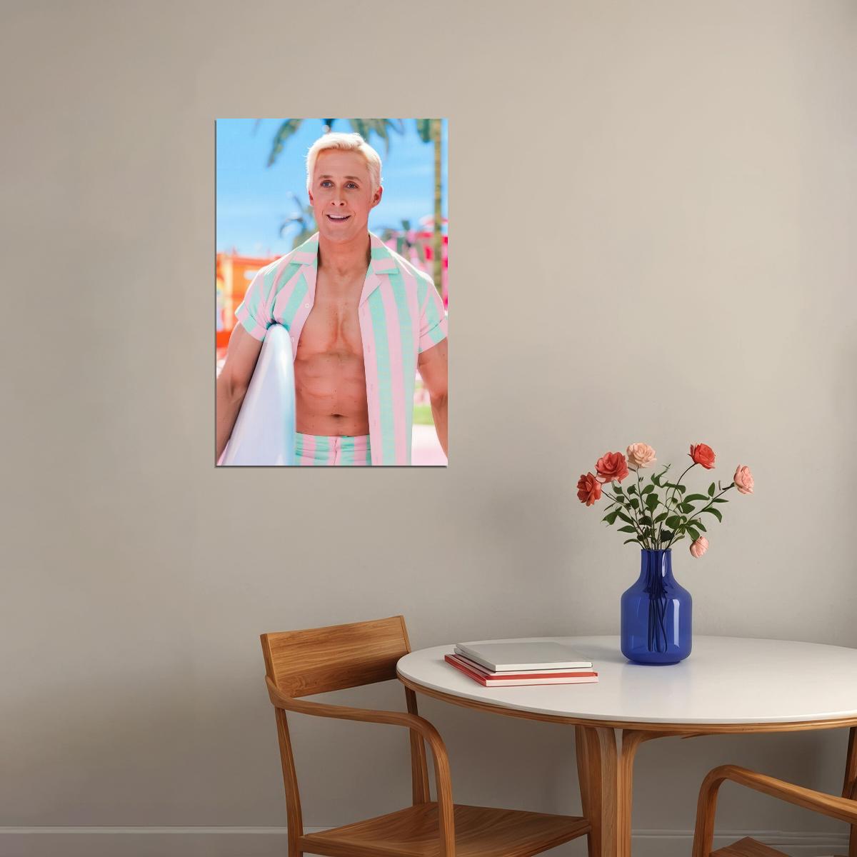 Ryan Gosling Beach Shirtless Photo Print Hollywood Celebrity Poster Handsome Man Wall Art Hot Male Aesthetic Decor for Bedroom Living Space - xonomax