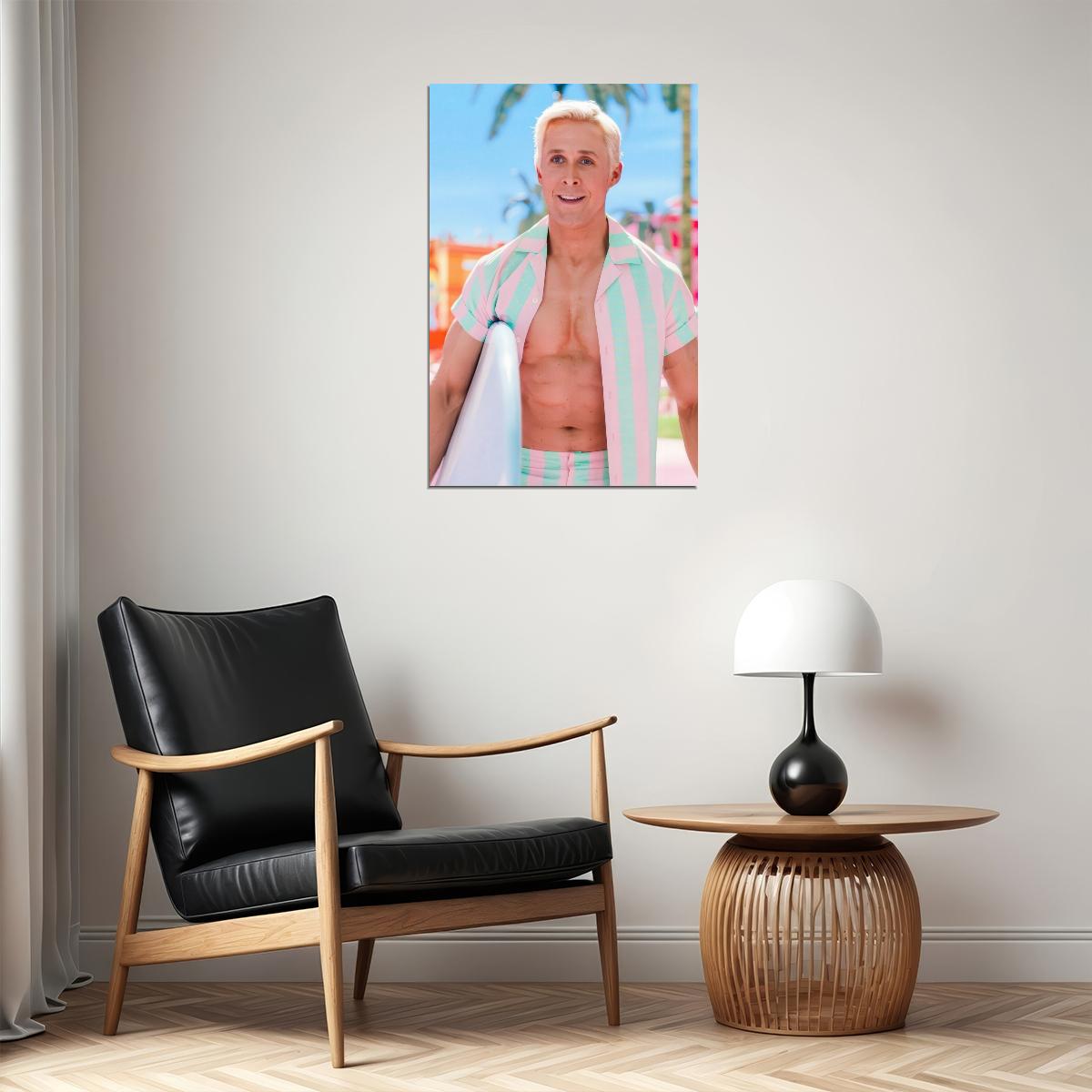 Ryan Gosling Beach Shirtless Photo Print Hollywood Celebrity Poster Handsome Man Wall Art Hot Male Aesthetic Decor for Bedroom Living Space - xonomax