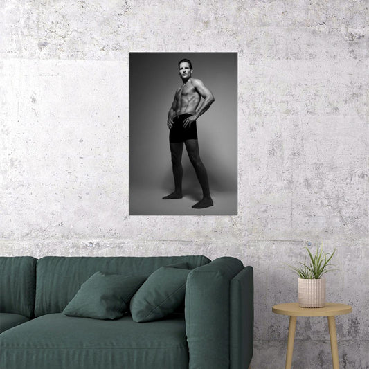 Peter Facinelli Black and White Muscular Body Photo Print Hollywood Celebrity Poster Shirtless Handsome Man Wall Art Hot Male Aesthetic Decor for Bedroom Living Room - xonomax