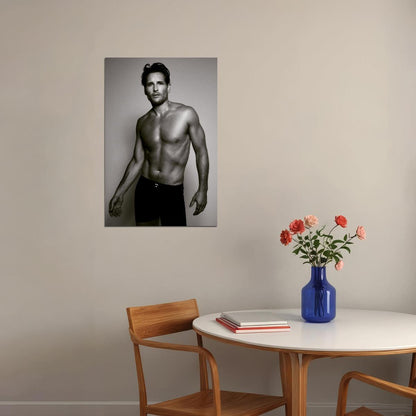 Peter Facinelli Confident Black and White Shirtless Photo Print Hollywood Celebrity Poster Handsome Man Wall Art Hot Male Aesthetic Decor for Bedroom Living Space - xonomax